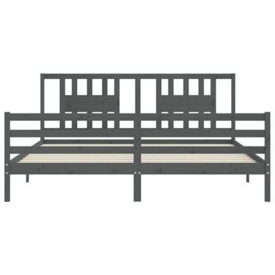 Berkfield Bed Frame with Headboard Grey 200x200 cm Solid Wood