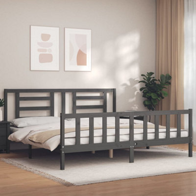 Grey wooden deals super king bed