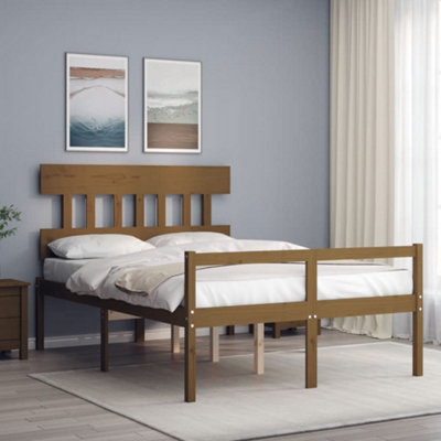 Berkfield Bed Frame with Headboard Honey Brown 140x200 cm Solid Wood