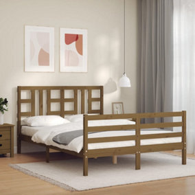 Berkfield Bed Frame with Headboard Honey Brown 160x200 cm Solid Wood