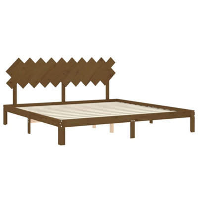Berkfield Bed Frame with Headboard Honey Brown 200x200 cm Solid Wood