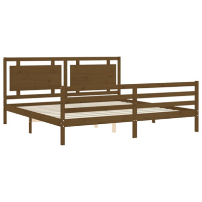 Berkfield Bed Frame with Headboard Honey Brown 200x200 cm Solid Wood