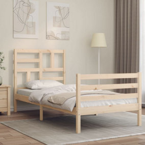 Berkfield Bed Frame with Headboard Single Solid Wood