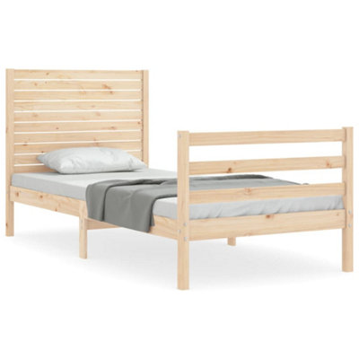 Berkfield Bed Frame with Headboard Single Solid Wood
