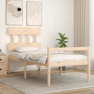 Berkfield Bed Frame with Headboard Single Solid Wood