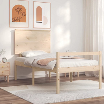 Berkfield Bed Frame with Headboard Single Solid Wood | DIY at B&Q