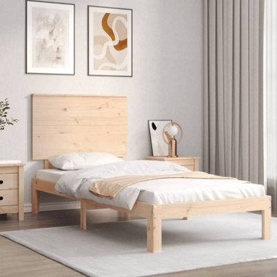 Berkfield Bed Frame with Headboard Single Solid Wood | DIY at B&Q