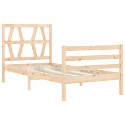 Berkfield Bed Frame with Headboard Single Solid Wood
