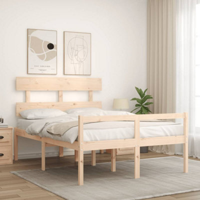 Berkfield Bed Frame with Headboard Small Double Solid Wood