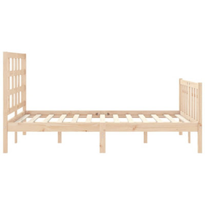 Berkfield Bed Frame with Headboard Small Double Solid Wood