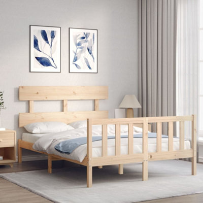 Berkfield Bed Frame with Headboard Small Double Solid Wood