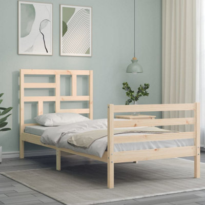 Berkfield Bed Frame with Headboard Small Single Solid Wood