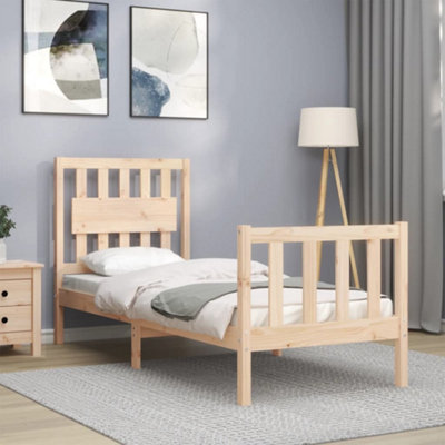 Berkfield Bed Frame with Headboard Small Single Solid Wood