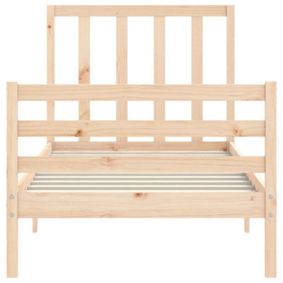 Berkfield Bed Frame with Headboard Small Single Solid Wood