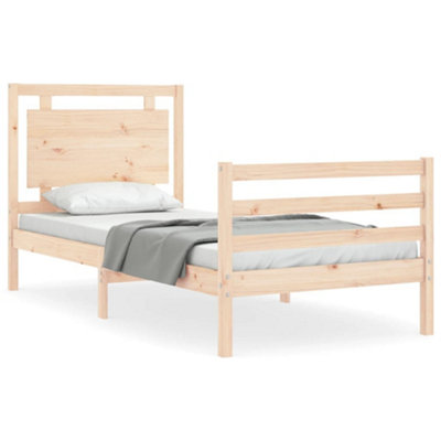 Berkfield Bed Frame with Headboard Small Single Solid Wood