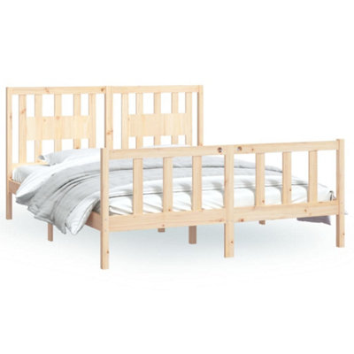 Berkfield Bed Frame with Headboard Solid Wood Pine 160x200 cm