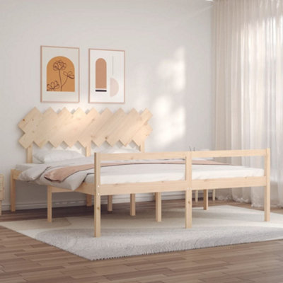 Berkfield Bed Frame with Headboard Super King Size Solid Wood