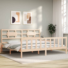 Berkfield Bed Frame with Headboard Super King Size Solid Wood
