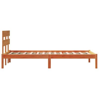 Berkfield Bed Frame with Headboard Wax Brown 90x200 cm Solid Wood Pine
