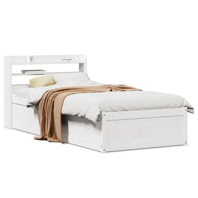 Berkfield Bed Frame with Headboard White 100x200 cm Solid Wood Pine