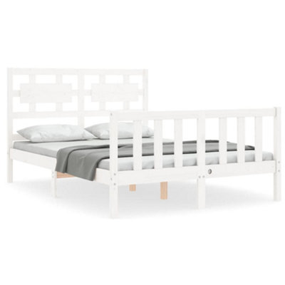 Berkfield Bed Frame with Headboard White 120x200 cm Solid Wood