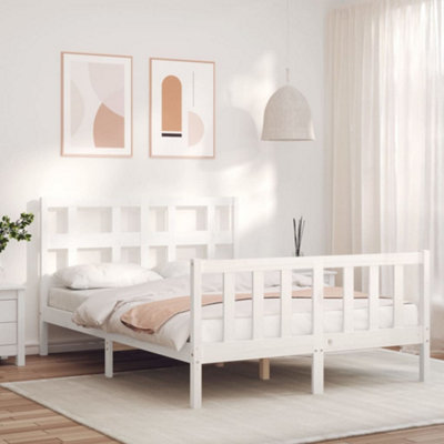 Berkfield Bed Frame with Headboard White 120x200 cm Solid Wood