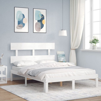 Berkfield Bed Frame with Headboard White 120x200 cm Solid Wood