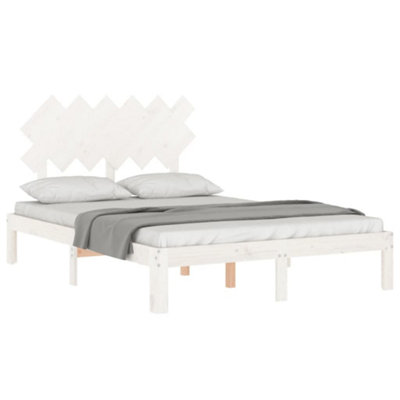 Berkfield Bed Frame with Headboard White 120x200 cm Solid Wood
