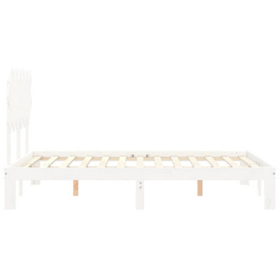 Berkfield Bed Frame with Headboard White 120x200 cm Solid Wood