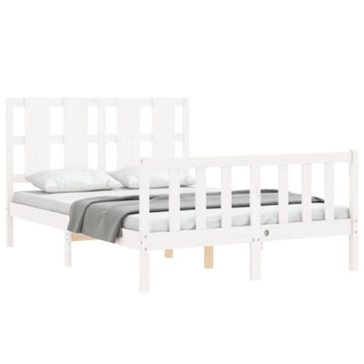 Berkfield Bed Frame with Headboard White 140x190 cm Solid Wood
