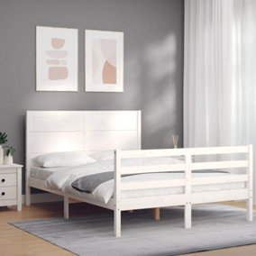 Berkfield Bed Frame with Headboard White 140x190 cm Solid Wood