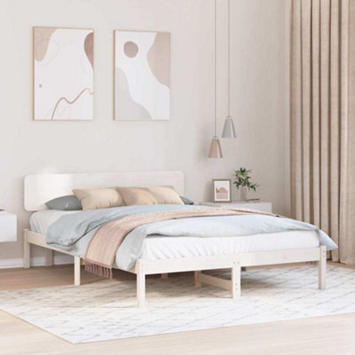 Berkfield Bed Frame with Headboard White 140x200 cm Solid Pine Wood