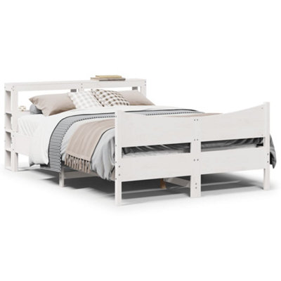 Berkfield Bed Frame with Headboard White 140x200 cm Solid Wood Pine