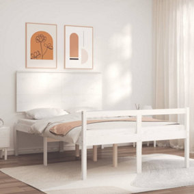 Berkfield Bed Frame with Headboard White 140x200 cm Solid Wood