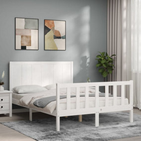 Berkfield Bed Frame with Headboard White 140x200 cm Solid Wood