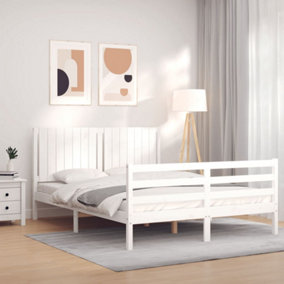Berkfield Bed Frame with Headboard White 160x200 cm Solid Wood