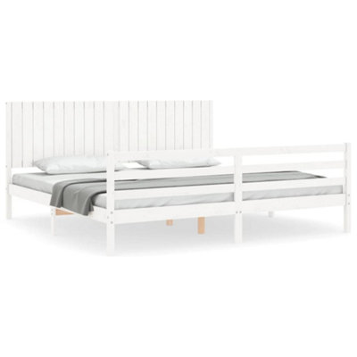 Berkfield Bed Frame with Headboard White 200x200 cm Solid Wood