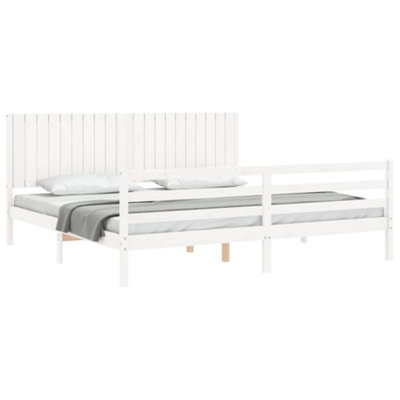 Berkfield Bed Frame with Headboard White 200x200 cm Solid Wood