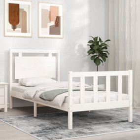 Berkfield Bed Frame with Headboard White 90x190 cm Solid Wood