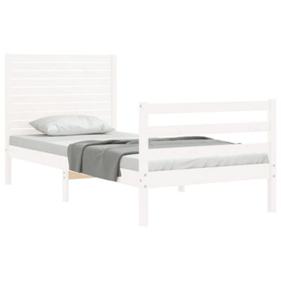 Berkfield Bed Frame with Headboard White 90x200 cm Solid Wood
