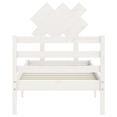 Berkfield Bed Frame with Headboard White 90x200 cm Solid Wood