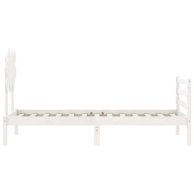 Berkfield Bed Frame with Headboard White 90x200 cm Solid Wood