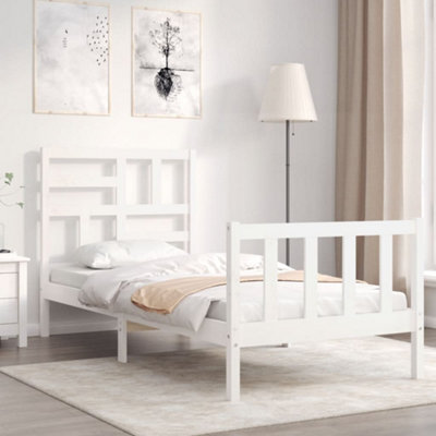 Berkfield Bed Frame with Headboard White 90x200 cm Solid Wood