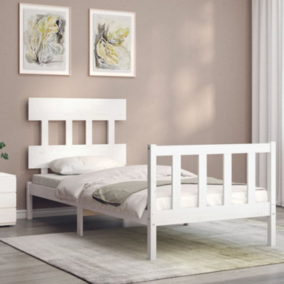 Berkfield Bed Frame with Headboard White 90x200 cm Solid Wood