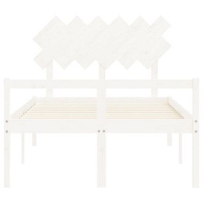 Berkfield Bed Frame with Headboard White Double Solid Wood