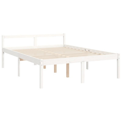 Berkfield Bed Frame with Headboard White King Size Solid Wood