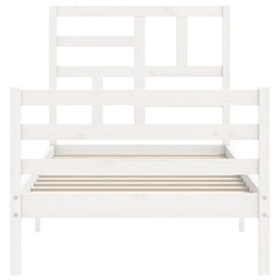 Berkfield Bed Frame with Headboard White Single Solid Wood