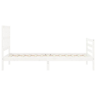 Berkfield Bed Frame with Headboard White Single Solid Wood