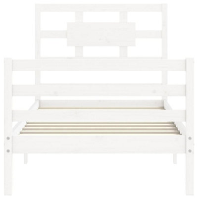 Berkfield Bed Frame with Headboard White Single Solid Wood