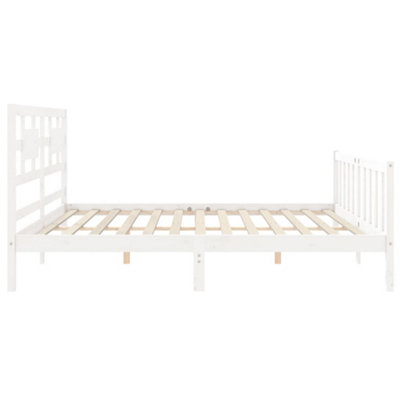 Berkfield Bed Frame with Headboard White Super King Size Solid Wood